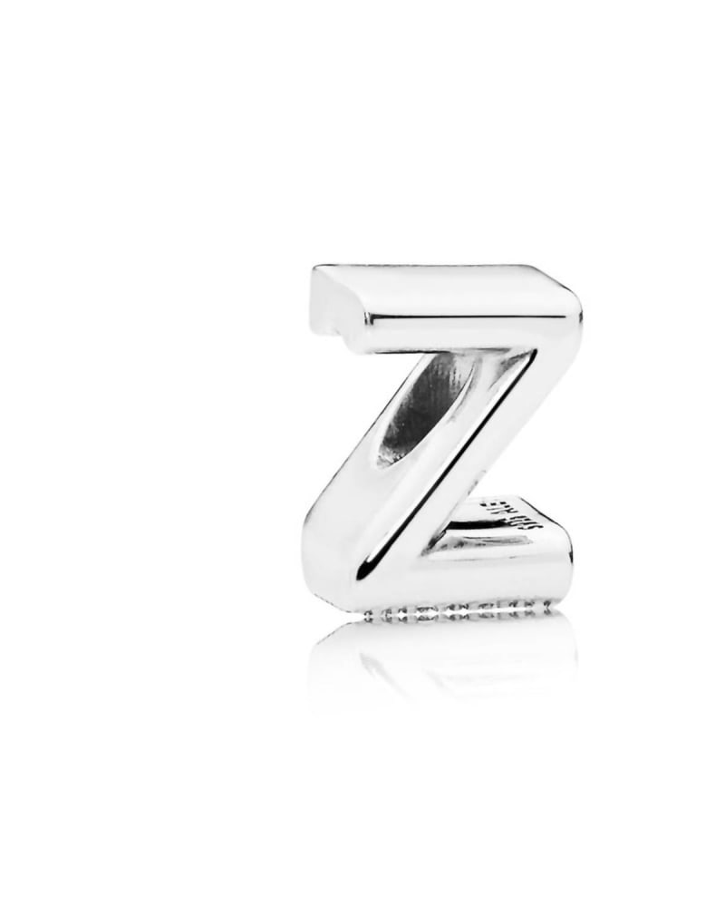 Front of a size O/S Letter Z Charm in Silver in Silver by Pandora. | dia_product_style_image_id:329401